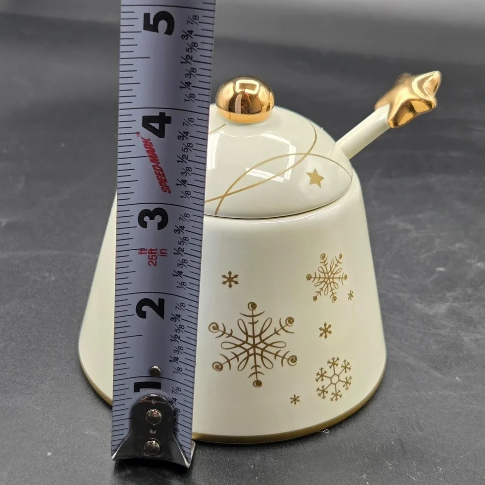 Russ SNOWLIT SETTING teapot & sugar and‎ creamer  CHRISTMAS TREE GOLD STAR